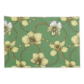 Orchideeën en kettingen, geel en geelgroen kussensloop (Achterkant-Rechts)