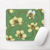 Orchideeën en kettingen, geel en geelgroen muismat (Met muis)