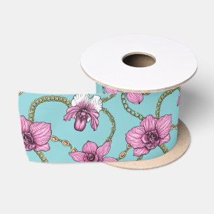 Orchideeën en kettingen, roze en blauw lint
