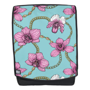 Orchideeën en kettingen, roze en blauw rugtassen