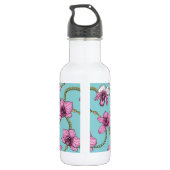 Orchideeën en kettingen, roze en blauw waterfles  (Achterkant)