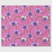 Orchideeën en kettingen, violet en roze cadeaupapier (Vlak)