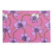 Orchideeën en kettingen, violet en roze kussensloop (Achterkant-Rechts)