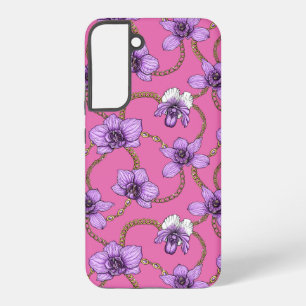 Orchideeën en kettingen, violet en roze samsung galaxy hoesje