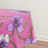 Orchideeën en kettingen, violet en roze tafelkleed (Voorbeeld)