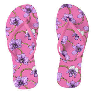 Orchideeën en kettingen, violet en roze teenslippers