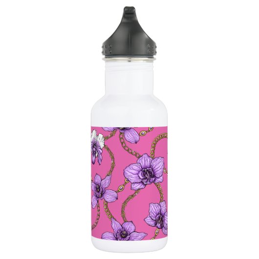 Orchideeën en kettingen, violet en roze waterfles (Rechts)