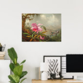 Orchideeën en kolibrie door Martin Johnson Heade P Poster (Thuiskantoor)