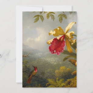 Orchideeën en kolibrie kop kaart