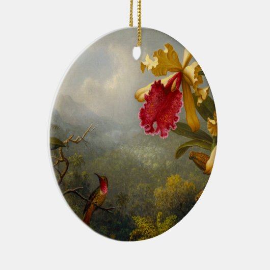 Orchideeën en kolibrie kop keramisch ornament (Rechts)