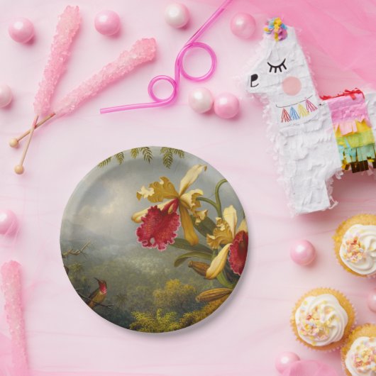 Orchideeën en kolibrie kop papieren bordje (Feest)