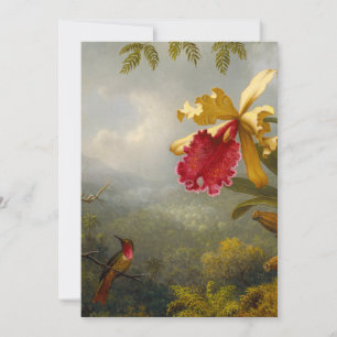 Orchideeën en kolibrie kop save the date