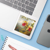 Orchideeën en kolibrie kop sticker (Laptop met iPhone)