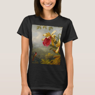 Orchideeën en kolibrie kop t-shirt