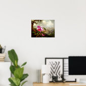 Orchideeën en mensvogels nabij een bergmeer poster (Thuiskantoor)