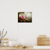 Orchideeën en mensvogels nabij een bergmeer poster (Keuken)