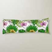 Orchideeën en palmbladeren, roze, geel, groen en w lichaamskussen (Achterkant)