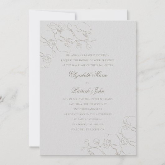 Orchideeën Ivoor 2 Formele Traditionele Ouders Tro Kaart (Voorkant)