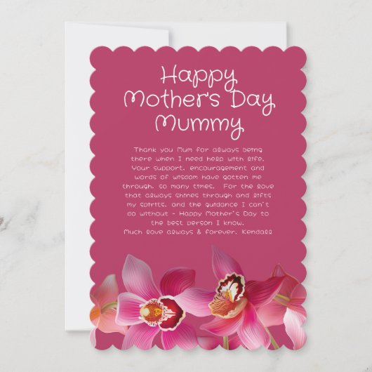 Orchideeën Moederdag Dank u Roze Bericht Kaart (Voorkant)