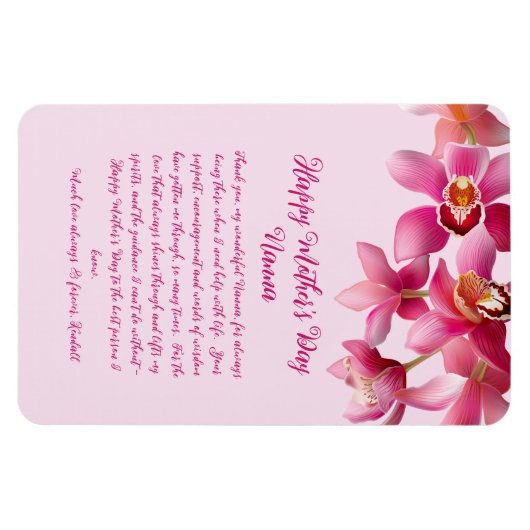 Orchideeën Moederdag Dank u Roze Bericht Magneet (Horizontaal)
