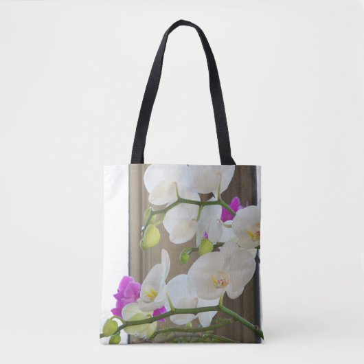 Orchideeën op een over gedrukte canvas tas (Voorkant)
