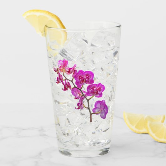 Orchideeën op lichte achtergrond Drink glas (Voorkant ijs)