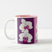 Orchideeën op roze, Paars en chocolade bruin - Mok (Links)