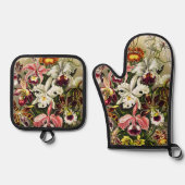 Orchideeën, Orchideae Denusblumen Ernst Haeckel Ovenwant & Pannenlap Set (Voorkant)