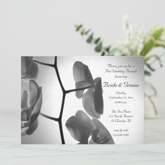 Orchideeën over de uitnodiging van Stem Post Weddi (Staand voorkant)