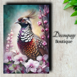 Orchideeën Prins Kwartel Vogel Decoupage Tissuepapier