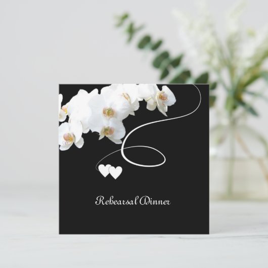 Orchideeën & Swirls Rehearsal Dinner Invitation Kaart (Staand voorkant)