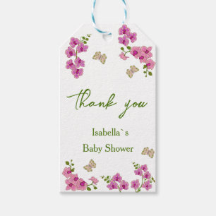Orchideeën Tropical Butterfly Baby shower Cadeaulabel
