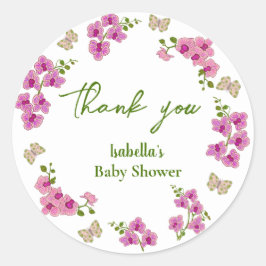 Orchideeën Tropisch Butterfly Paars Pin Baby showe Ronde Sticker