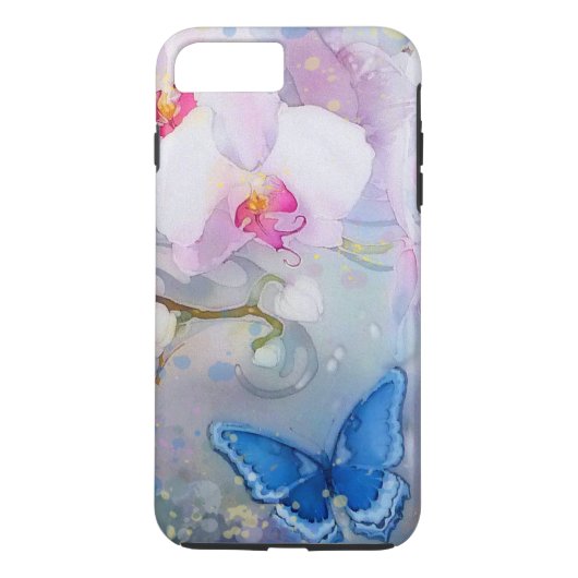 Orchideeën Waterverf White Lavender Blue Butterfly Case-Mate iPhone Case (Achterkant)