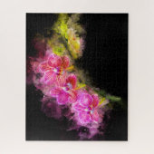 Orchideeënbloem waterverf - roze bb 01 legpuzzel (Verticaal)