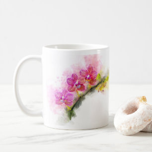 Orchideeënbloem waterverf - roze wb 01 koffiemok