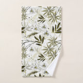Orchidées blanches aux feuilles tropicaux d'olivie (Serviette à main)