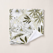 Orchidées blanches aux feuilles tropicaux d'olivie (Gant de toilette)