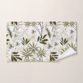 Orchidées blanches aux feuilles tropicaux d'olivie (Serviette à main)