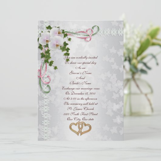 Orchidées blanches faire-part de mariage (Debout devant)