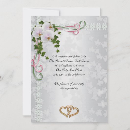 Orchidées blanches faire-part de mariage (Dos)