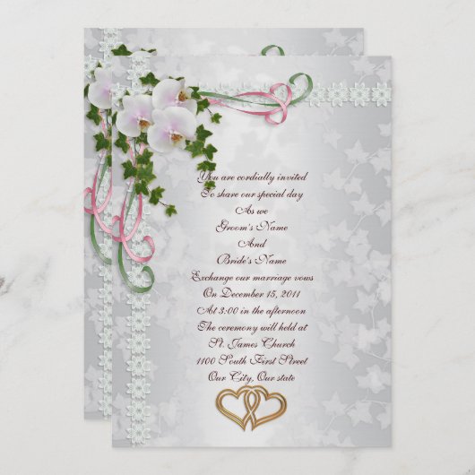 Orchidées blanches faire-part de mariage (Devant / Derrière)