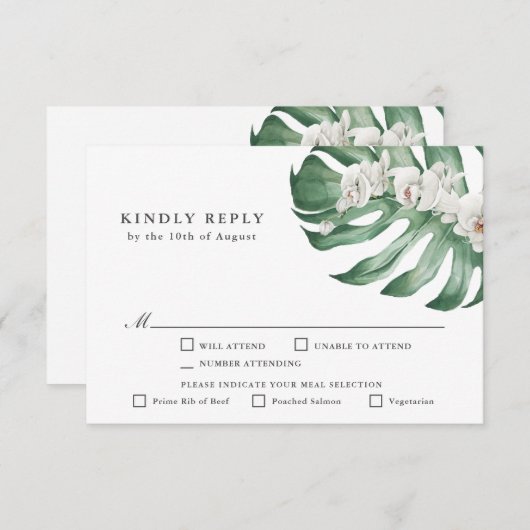 Orchidées blanches Mariage tropical RSVP avec Entr (Devant / Derrière)