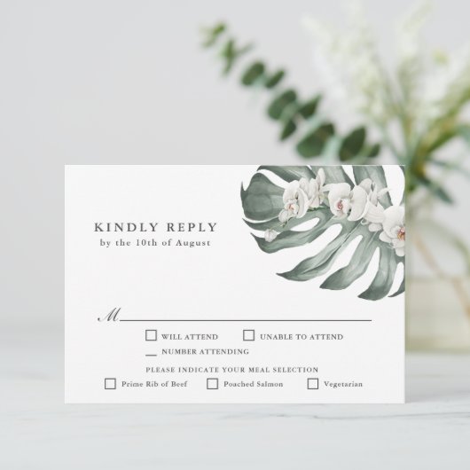Orchidées blanches Mariage tropical RSVP avec Entr (Debout devant)