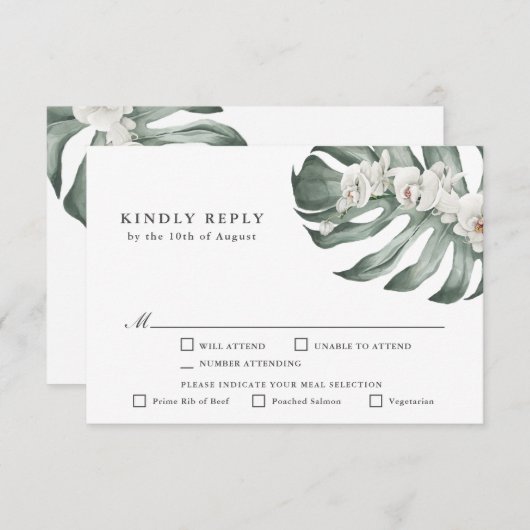 Orchidées blanches Mariage tropical RSVP avec Entr (Devant / Derrière)