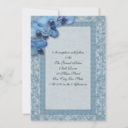 orchidées bleues faire-part de mariage (Dos)