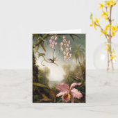 Orchidées de jet avec la carte de note de colibri (Fleur jaune)