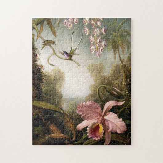 Orchidées de jet avec le puzzle de colibri (Vertical)