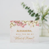 Orchidées de marbre floral Maid of Honor Carte pos (Debout devant)