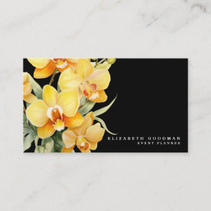Orchidées élégantes Cartes de visite jaunes et noi